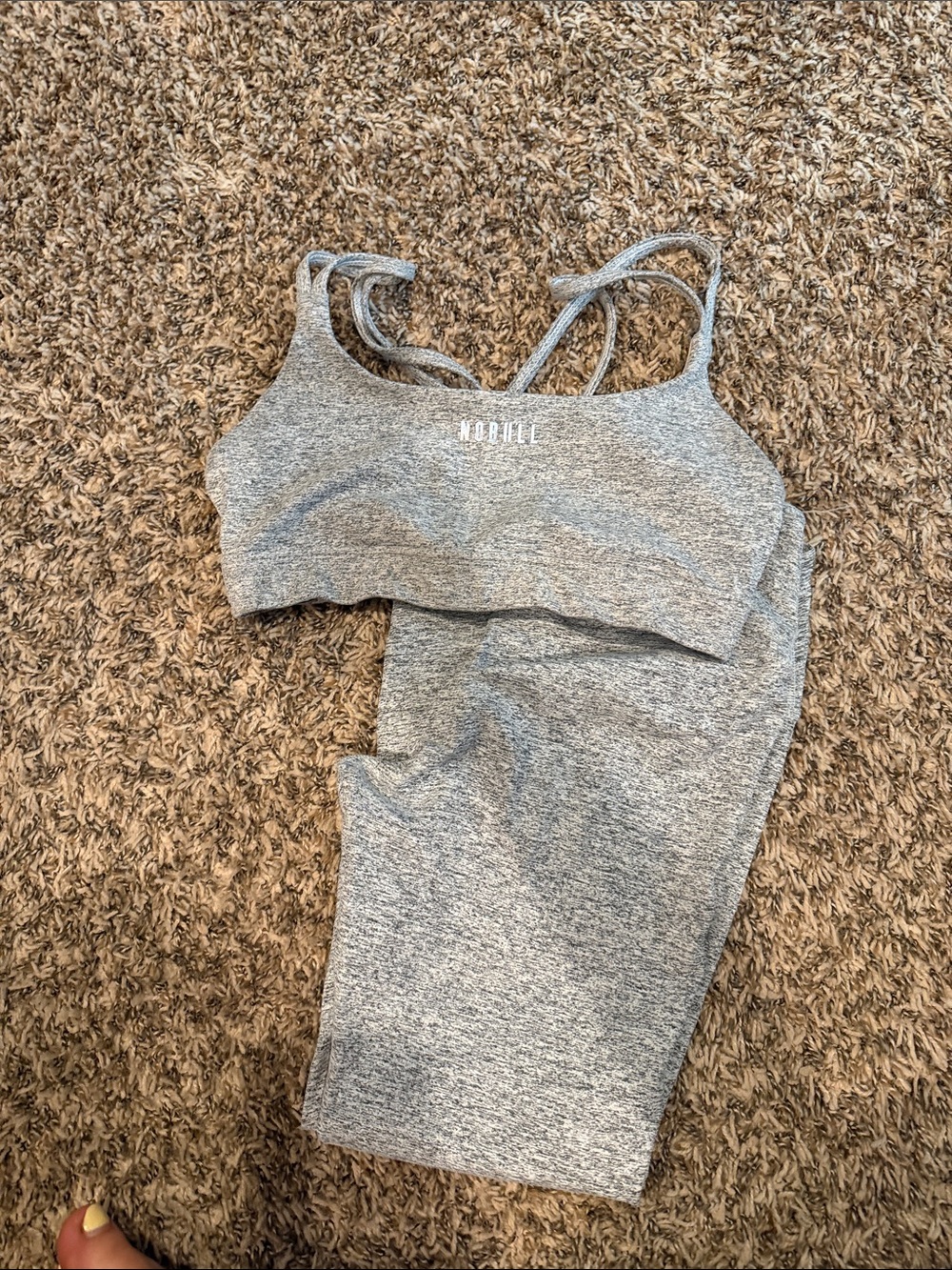 NOBULL Heather Gray Seamless Sports Bra and Leggings Set
